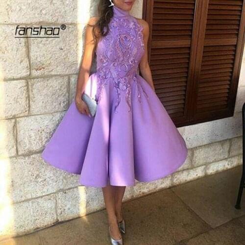 New Arrivals High Neckline Homecoming Dresses Satin Sleeveless Short Cocktail Dresses For Graduacion Party Prom Gowns
