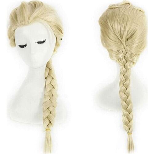 Cosplay Elsa Wigs Women Children Princess Silver White Hair Snow Queen Anna Cosplay Long Wig Synthetic Hair For New Year Party