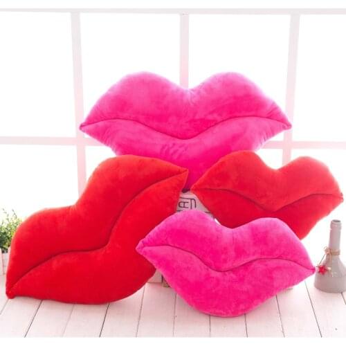 2 Sizes Hot Red Lip Shape Sofa Cushion Toy Doll Car Airplane Embrace Cushion Gift Birthday TV Room Bedroom Office Throw Pillow