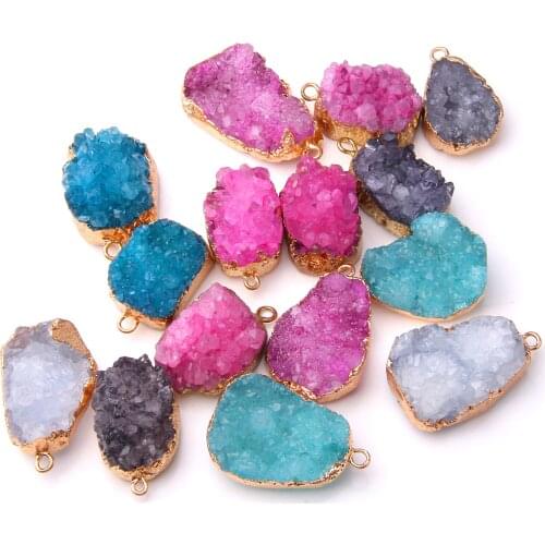 Natural Druzy agates Pendants Charms natural Stone crystal geode charm pendant crystal Pendant for Jewelry making necklace diy