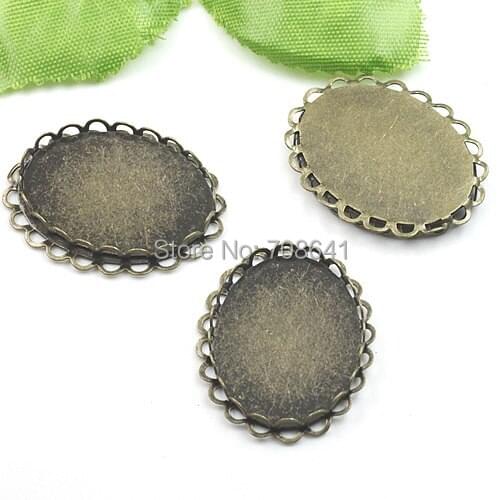 Blank Oval Double Lace Bezel Trays Pad Bases Settings Resin Cabochon Findings for Floating Charm Lockets Making Bronze tone