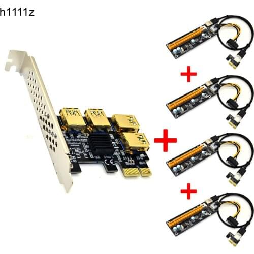 Riser USB 3.0 PCI-E Express 1x to 16x Riser Card Adapter PCIE 1 to 4 Slot PCIe Port Multiplier Card for BTC Bitcoin Miner Mining