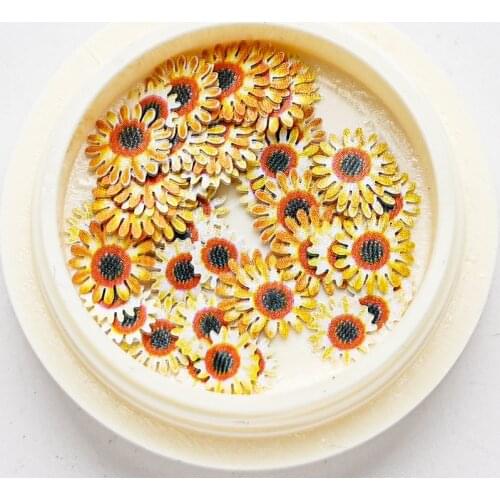 Mixed-color Sunflower Nails Slices Purple/Yellow Special Paper Flower Glitter for UV Nail Tips Decor Non-adhesive Flake S8F-3DB