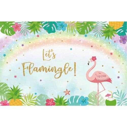 Happy Birthday Pink Flamingo Backdrop Holiday Photography Background Celebration Photo Booth Studio Decor