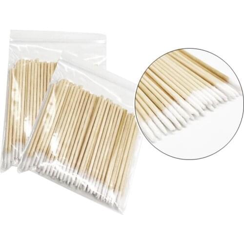 100/200/300Pcs Disposable Ultra-small Cotton Swab Brush Lint Free Micro Brushes Wood Cotton Buds Cleaning Swab Cosmetic Tool