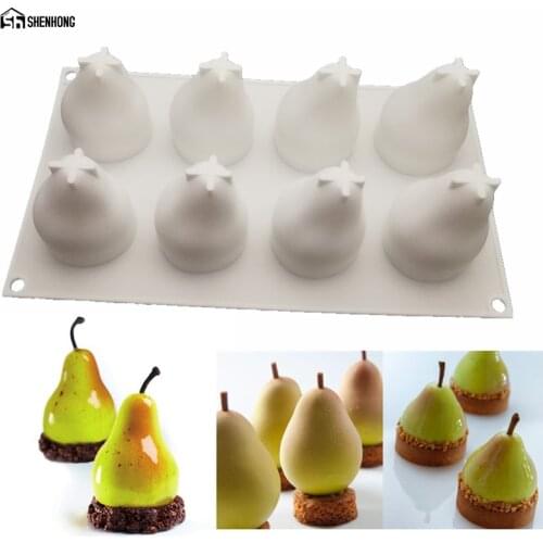 SHENHONG Fruit 3D Mousse Art Cake Mould Pear Silicone Decoration Mold Silikonowe Moule Formy Baking Pastry