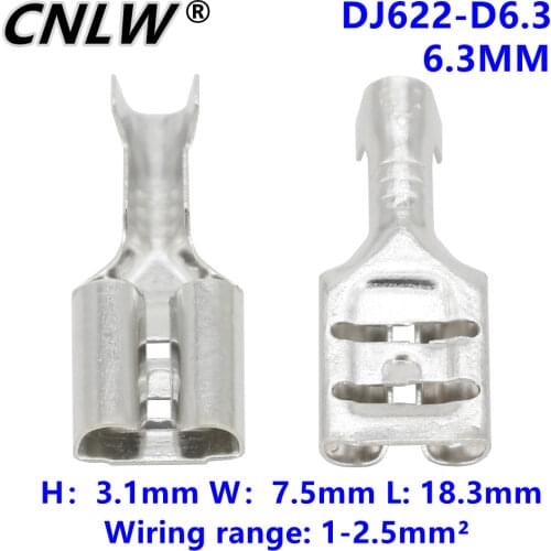 100 PCS 6.3MM plug spring terminal cold junction can be equipped with insulated jacket copper terminal