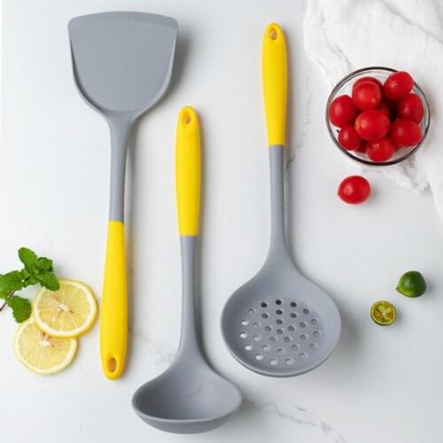 Silicone Two-color Cooking Tools Tableware Spatula Soup Spoon Colander Cookware Kitchen Utensil Accessory Gadgets Non-stick