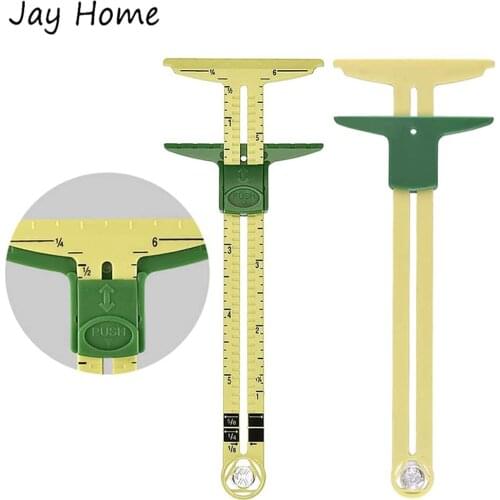 T-Shaped Sliding Gauge Sewing Measuring Ruler 5-in-1 Patchwork Gauge Ruler for Quilting Buttonhole DIY Craft Sewing Accessories