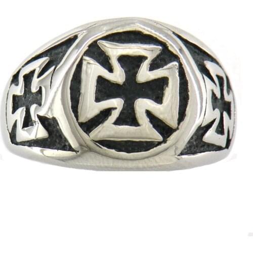 FANSSTEEL Stainless Steel Jewelry German Iron Christ Cross Ring FSR09W94