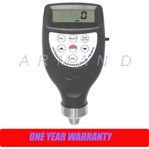 Ultrasonic Thickness Meter Tester TM-8816 1.0~200mm/0.04~8inch sound velocity 500~9990m/s 11 kinds materials Cast Iron PVC
