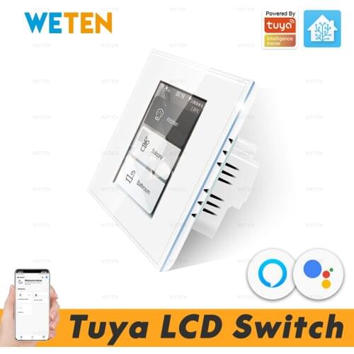 Tuya Smart Life Wifi Smart Wall Light Switch LCD Screen, Support Home Assistant Alexa Google Home US EU 110V 220V Energy Monitor