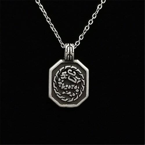 INSCHIC Street Style Animal Vintage Dragon Necklace For Unix Stainless Crow Shield Gifts For Men Kings Neck Jewelry 2020 Hippie