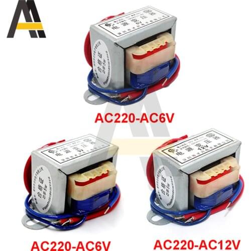 AC 6V 9V 12V Output Voltage 1W EI Copper Core 50Hz~60Hz Single Voltage Input 220V 2 Line Copper Power Transformer