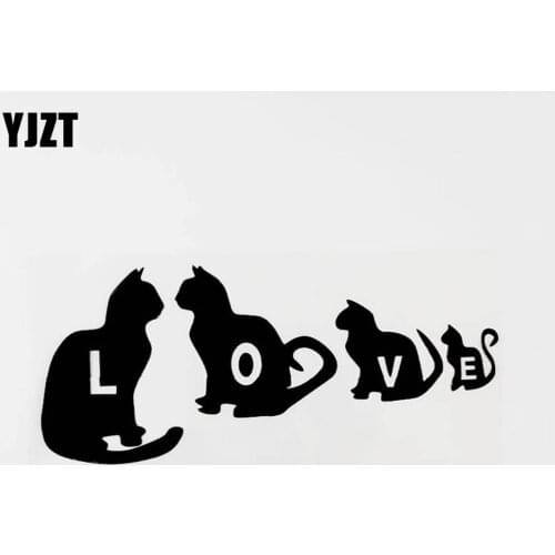 YJZT 18.6CM×8CM Fashion Car-styling Animal Cat Patterned Vinyl Car Sticker Decal Black/Silver 8C-0335