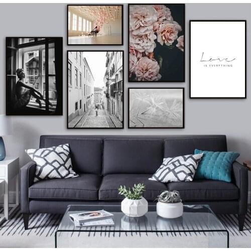 Retro Women Balloon Dandelion Sky Jasmine Wall Art Canvas Painting Nordic Posters And Prints Wall Pictures For Living Room Decor