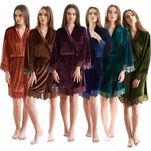 2021 Velvet Robe Bride Bridesmaid Robes Warm Winter Robe Bathrobe Bath Robes Women Wedding Robe Bridal Robe