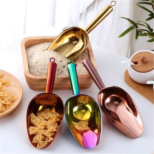 1Pc Stainless Steel Ice Shovel Flour Grain Rice Food Multi-purpose Shovel Buffet Candy Bar Ice Shovel Putting Tea Kit Utensils