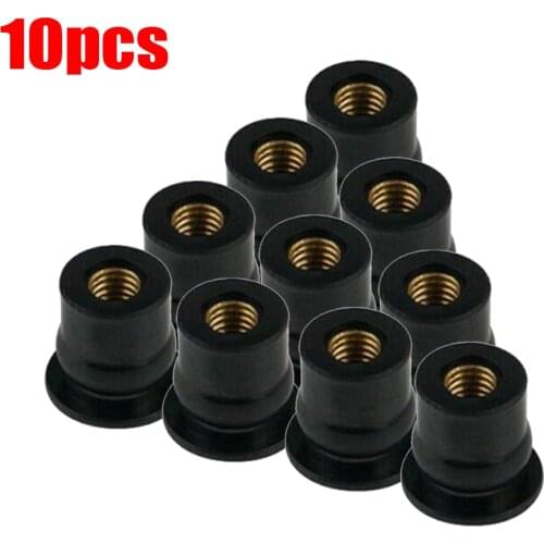 10PCS / KIT Universal Rubber Nuts M6 Neoprene Nuts Damper Panel Fixing 6mm For Car Windshield Car Body Motorcycle Atv
