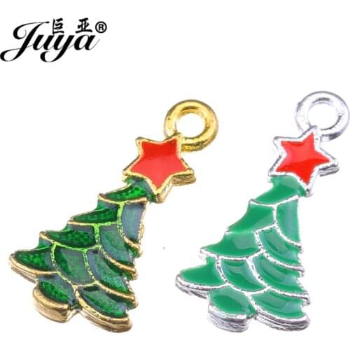10pcs/lot 20x10mm Drop Oil Enamel Red Star Christmas Tree Charms Pendants For Necklace Bracelet DIY Jewelry Making Accessories