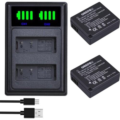 2Pcs DMW-BLG10 DMW-BLE9 DMW BLG10 BLE9 Battery + LED Type-C and USB Charger for Panasonic DMC-GF3 GF5 GF6 GX80 GX85 ZS60 ZS100