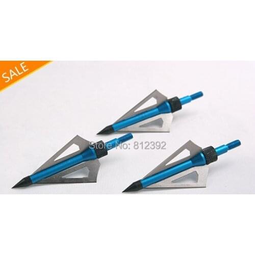 24X100 grain blue color 3 blades crossbow arrowhead arrow point broadhead free shipping