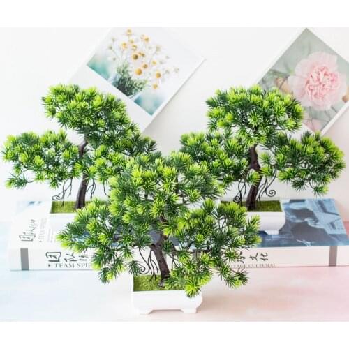26x28cm Large Green Artificial Guest-Welcome Pine Tree Pots Bonsai Christmas Halloween New Year Party Festival Decor Fake Plants