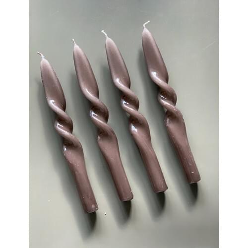 Mysterious Home 4 Pcs Set Green-Dark Mink Twist Knot Candlestick Candle