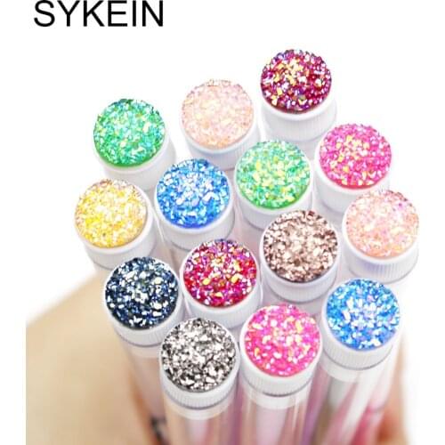 6/12 PCS Reusable Eyebrow Brush Tube Disposable Lash Eyebrow Brush Replaceable Dust-proof Sparkling Broken Diamond at Bottom