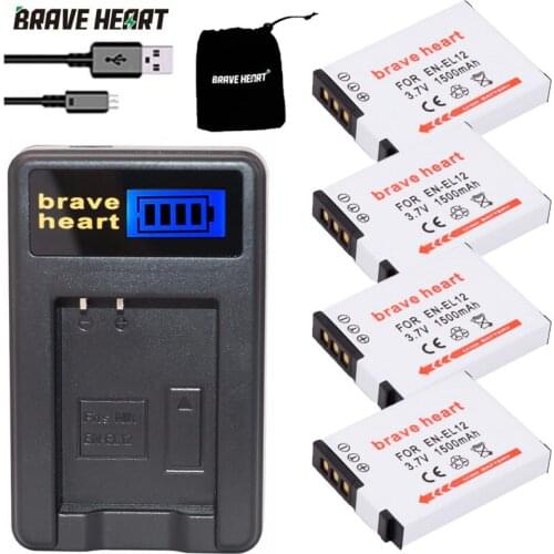 4x EN-EL12 battery bateria en el12 ENEL12 + charger for Nikon Coolpix S6000 S6100 S6150 S6200 S6300 AW100s AW110s AW120s Camera