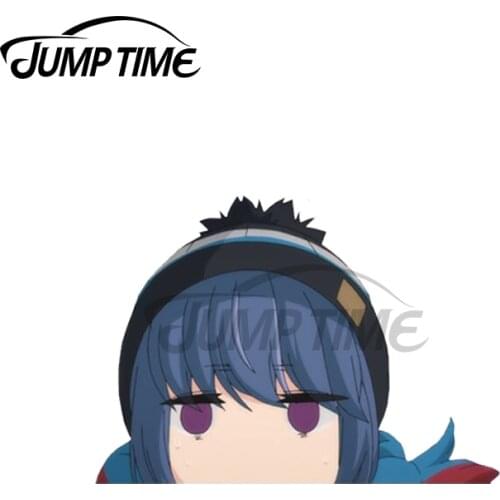 Jump Time 13 x 10.2cm For Rin Peeker Yuru Camp Car Stickers and Decals Anime Fashion Occlusion Scratch Waterproof Vinyl Decor