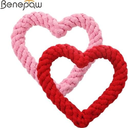 Benepaw Valentines Day Heart Shaped Dog Rope Toys Set Nontoixc Durable Cotton Pet Chew Toys Festival Entertaining Game