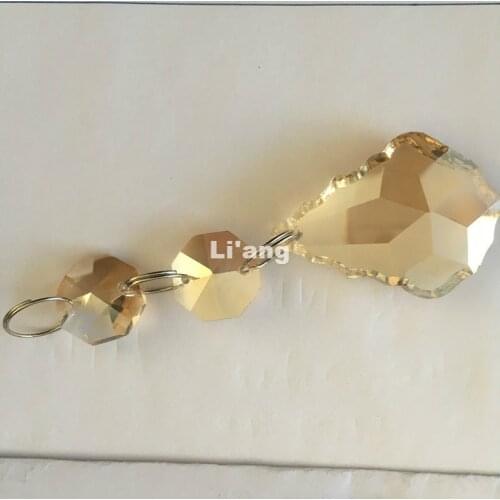 Free Shipping 50mm Maple Leaf Droplet, 20pieces/Lot CRYSTAL Bead Champagne Color for Chandelier Parts,Lighting Accessories Parts