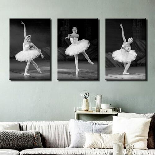 Black and White Ballet Dancer Print Poster Bedroom Decor Canvas Painting Wall Art Picture for Living Room Modern Minimalist