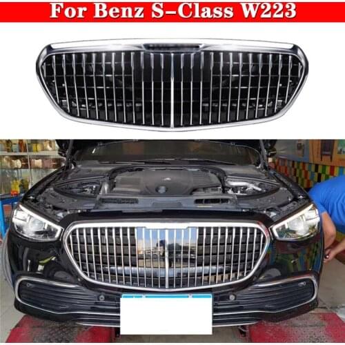For Benz S-Class W223 Modified to Maybach 2021 S450 S400 Car styling Middle grille ABS front bumper grill Auto Center Grille