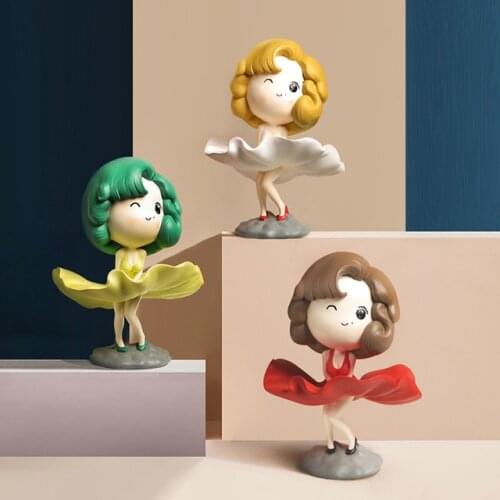 European Resin Simulation Cute Cartoon Monroe Furnishing Home Bedroom Desktop Sculpture Crafts Store Hotel Club Figurines Decor