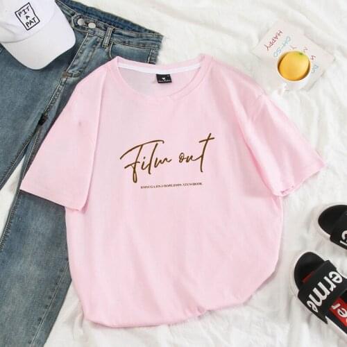 FILM OUT T-Shirts Summer Bangtan Boys New Album T Shirt Men 100% Cotton Tops Casual Korean Kpop Creative Letter Printed Clothing