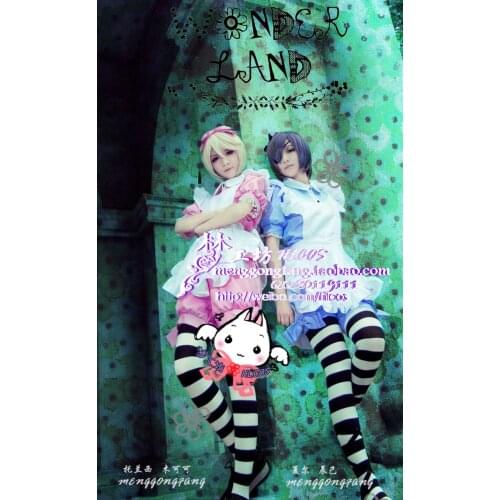 Hot New Black Butler Ciel in Wonderland Manga Anime Uniform Cosplay Costume gift socks blue and pink can choose 11