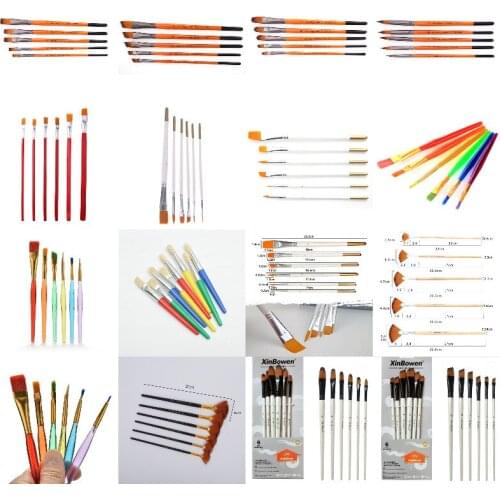 4-6pcs Fan Shaped Nylon Hair Gouache Acrylic Watercolor Paint Brush For School Painting Drawing Painting Brush Art Supplies