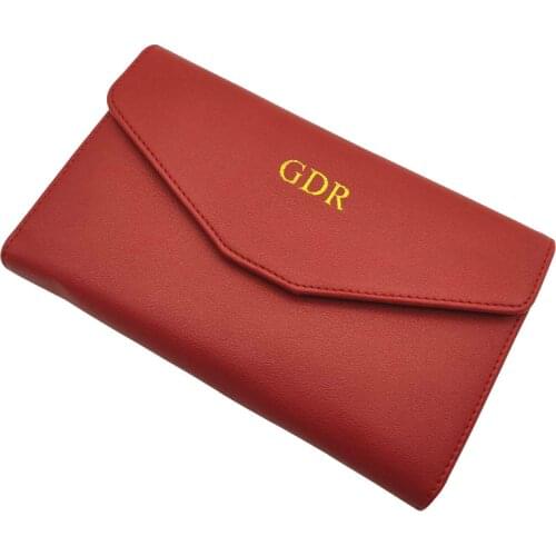 KANDRA Personalized Leather Passport Holder Travel Wallet Coin Pocket Zipper Purse Envelope Small Bag Passport Cover ID Holder