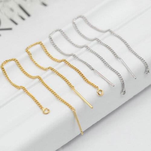 95MM 14K Gold Color Brass Tassel Chain Stud Earring Line Connect Chain High Quality Diy Jewelry Findings Accessories