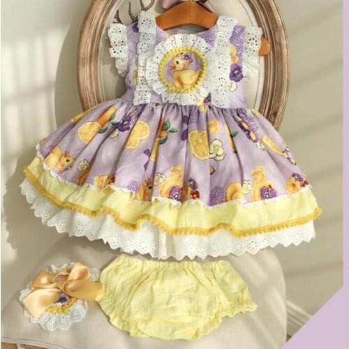 Baby girl summer vintage Spanish lolita ball gown dress kids short sleeve lace stitching Turkey birthday party dress