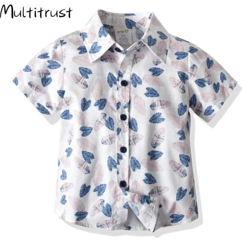 Summer Printed Shirt Boys Shirts Multicolor Blouse Beach Short Sleeve Baby Casual Boys Shirt Turn-down Collar For Children Top