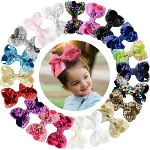 20colors Small 3inch Girls Embroideried Sequin Bows With Alligator Clips Kids Hairpins Bling Barrette Hair Accessories 854