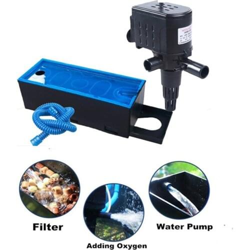 New 3 In 1 Multifunction Internal Aquarium Filter Fish Tank Top Filter Water Pump Air Circulation With Aqatic Filter Box