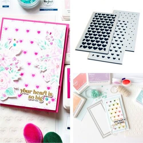 SLIMLINE Hearts Builder layered template 2021 New Metal Cutting Stencil Diary Scrapbooking Easter Craft Engraving Making Stencil