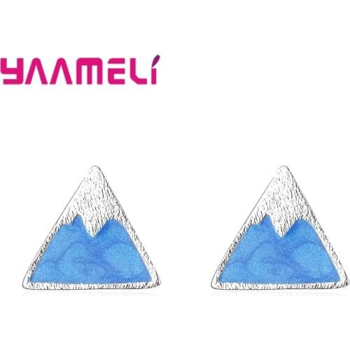 Trendy Simple Punk Style Earrings Triangle Stud Screw Earrings for Women Snow Mountain Jewelry Earrings Female