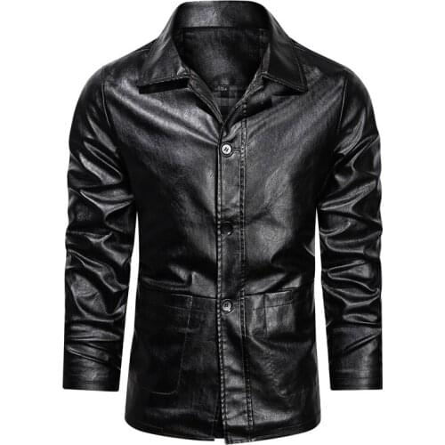 Plus Size 4XL Mens Spring PU Leather Suit Jacket Autumn New Male Brand Classic Black Business Casual Loose Faux Outwear Coats