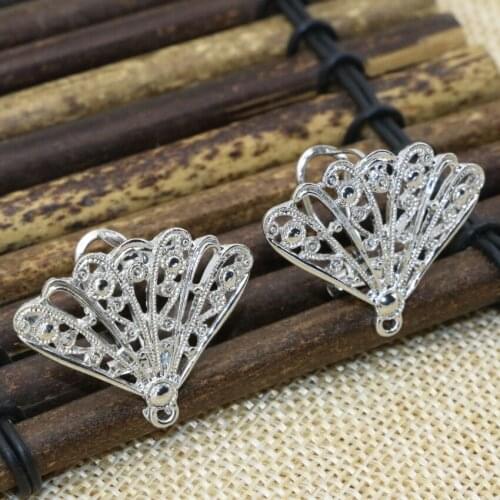 New fashion metal silver-color wings shape stud earrings for women girls clip elegant free shipping jewelry 23*30mm B2823