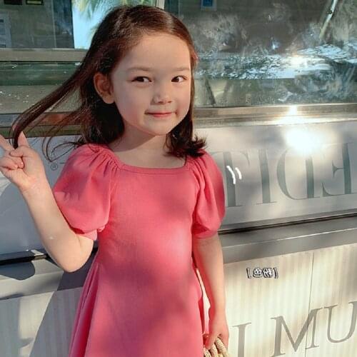 Baby Girls Dress Summer New Korean Style Princess Puff Sleeves Fashion Party Dress Children Holiday Costumes Party Casual Dress